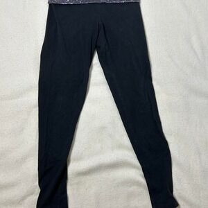 Victorias Secret PINK Yoga Pants Foldover‎ Waist Mid Rise Skinny Leg Black sz S